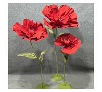 Generico Confezione Da 3 Fiori Artificiali Giganti Realistici For Matrimoni, Eventi E Decorazioni For La Casa. Rose In Schiuma EVA Di Alta Qualità Con Steli Pieghevoli E Robusta Base In Legno.(Red)