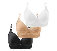 Generico Confezione da 3 Reggiseni da Donna Senza Ferretto Push up Grandi Seni Classici, Comodi e Forti, Senza Ferretto, Imbottiti, Senza Cuciture, con Scollo a V, Taglie Grandi