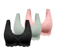 Generico Confezione da 3 Reggiseno Senza Ferretto Schiena Scoperta Reggiseno Apertura Frontale Pizzo a Fascia Push Up Taglie Forti Reggiseni Imbottito Top Sportivo Palestra Fitness Morbido di Base