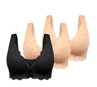Generico Confezione da 3 Reggiseno Senza Ferretto Schiena Scoperta Reggiseno Apertura Frontale Pizzo a Fascia Push Up Taglie Forti Reggiseni Imbottito Top Sportivo Palestra Fitness Morbido di Base