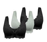 Generico Confezione da 3 Reggiseno Senza Ferretto Schiena Scoperta Reggiseno Apertura Frontale Pizzo a Fascia Push Up Taglie Forti Reggiseni Imbottito Top Sportivo Palestra Fitness Morbido di Base