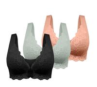 Generico Confezione da 3 Reggiseno Senza Ferretto Schiena Scoperta Reggiseno Apertura Frontale Pizzo a Fascia Push Up Taglie Forti Reggiseni Imbottito Top Sportivo Palestra Fitness Morbido di Base