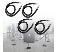 Generico Confezione da 4 Corde di Sostegno in Velluto Nero con Ganci argentati, Barriere di Controllo della Folla Intrecciate da 6 Piedi per Eventi sul Red Carpet, Grandi inaugurazioni, Cinema, Code