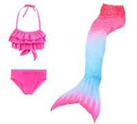 Generico Confezione da 4 Costume Sirenetta Bambina, Vestito Sirena Bambina Bikini Fish Tail Set 3-15 Anni, Scatta delle Bellissime Foto dei Tuoi Bambini Bambina Costume