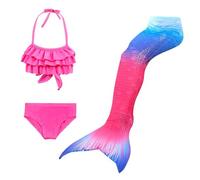 Generico Confezione da 4 Costume Sirenetta Bambina, Vestito Sirena Bambina Bikini Fish Tail Set 3-15 Anni, Scatta delle Bellissime Foto dei Tuoi Bambini Bambina Costume