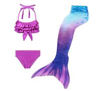 Generico Confezione da 4 Costume Sirenetta Bambina, Vestito Sirena Bambina Bikini Fish Tail Set 3-15 Anni, Scatta delle Bellissime Foto dei Tuoi Bambini Bambina Costume