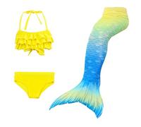 Generico Confezione da 4 Costume Sirenetta Bambina, Vestito Sirena Bambina Bikini Fish Tail Set 3-15 Anni, Scatta delle Bellissime Foto dei Tuoi Bambini Bambina Costume