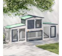 Generico Conigliera per Esterni Grande Grigia e Bianca 201x45x85cm in Legno,Grigio,19.75kg,170843