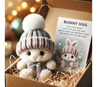 Generico Coniglietto in Scatola Regalo di Pasqua 2026, Mini Peluche Rosa con Cappello a Maglia e Pompon, Stile Classico, Sostegno Emotivo per Donne e Uomini (A-1)