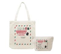Generico ''Consegna speciale'' Set Regalo di Natale Personalizzato Borsa Shopper e Pochette in Velluto a coste idea regalo natale coordinato combo organizer portatutto