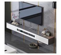 Generico Consolle da corridoio, tavolini Stretti in Vetro per Soggiorno, Mobile TV a Parete con Ripiani flottanti e Anta per riporre Oggetti sotto la TV - consolle multimediale, Supporto TV sospeso