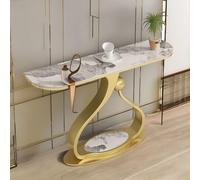 Generico Consolle da Ingresso da 80 cm con Tavolo con Piano in Finto Marmo, tavolini Dietro Il Divano, scrivania e Colori della Struttura abbinabili (Oro 2)