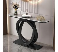 Generico Consolle Rettangolare Moderna con Piano in Pietra sinterizzata e Robusta Base in Metallo, Ideale Come Elegante complemento d'arredo per Ingresso e Soggiorno.