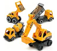 Generico Construction Sand Toys - ABS, 4-Piece Mini Construction Vehicle Set, Excavator Bulldozer Cement Truck, Educational Learning Creative Play, Indoor Outdoor Fun | Excavator Toy Set For Kids