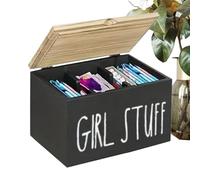 Genérico Contenitore di cuscinetti per bagno, supporto con divisioni - Tampone in legno Organizzatore di igiene femminile con coperchio - Per le donne Tovagliolo WC Toilette Scrivania Banconote Bagno