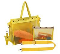 Genérico Contenitore di grande capacità - Borsa a rete trasparente | all'uncinetto 320 grammi per casa, interno, esterno, viaggi, scuola, fidanzata, moglie, amica, he, Giallo, Consulte la descripción