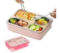 Genérico Contenitore in acciaio per bambini, con 4 scomparti, a prova di perdite, per ufficio, picnic, scuola, attività all'aperto, viaggi, bambini