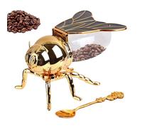 Generico Contenitore per miele - Barattolo per miele a forma di ape | Contenitore per condimenti creativo con cucchiaio, dispenser per sciroppo dorato | Porta Zucchero Decorativa Per Dessert,