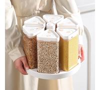 Generico Contenitore Per Riso - Dispenser Rotante Per Cereali Da 10,35 Pollici, Latta A Sei Scomparti | Silicone AS PP - Set Pompa A Vuoto Per Freschezza E Organizzazione Del, Ideale Per Conservare