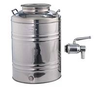 Generico Contenitore Sansone Aggrappato x Olio Fusto Acciaio Inox BIDONE 50 Litri Completo di Rubinetto in Acciaio Con Beccuccio SALVAGOCCE