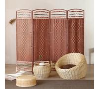 Generico Contessuto a Mano bambù Divider Pieghevole Privacy Schermo Solido in Legno Telaio Naturale Decor per Ufficio Home Finestra Breve Partizione Portable Spazio Separatore 70x50cm