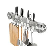 Generico Cooking Utensil Organizer - Acrylic Suction Cup Wall Mount, Kitchen Spatula Rack, No Drill Eight Hook Station, Transparent Hanging Rail, Home Storage, Clear Space Saver For House Cottage