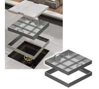 Generico Coperchio per Fossa settica Quadrato Resistente con Maniglie Invisibili, chiusino e Telaio in Acciaio Inossidabile per vialetti, marciapiedi, Cortili, Giardini - 35,4x39,3 Pollici