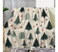 Generico Coperta a Forma di Albero di Natale Sherpa 100x130cm Coperta Pelosa Morbida Reversibile Flanella Fiocchi di Neve Modello per Letto, Divano, Ufficio, Campeggio, Sedia AX20