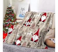 Generico Coperta a Forma di Gnomo Natalizio Sherpa 100x130cm Coperta Pelosa Morbida Reversibile Flanella Albero di Natale, Renna Modello per Letto, Divano, Ufficio, Campeggio, Sedia AX104
