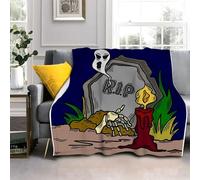 Generico Coperta a Forma di Halloween Sherpa 150x200cm Coperta Pelosa Morbida Reversibile Flanella Cimitero Modello per Letto, Divano, Ufficio, Campeggio, Sedia AL1