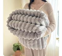 Generico Coperta Bunny per Adulti, Coperta Bunny per Donne, Coperta Morbida in Pelliccia Sintetica di Coniglio, Plaid Soffice con Bolle per Letto, Divano, Sofa,100x150cm(39x59in),Silver Gray