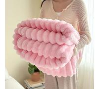 Generico Coperta Bunny per Adulti, Coperta Bunny per Donne, Coperta Morbida in Pelliccia Sintetica di Coniglio, Plaid Soffice con Bolle per Letto, Divano, Sofa,100x150cm(39x59in),Pink