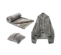 Genérico Coperta da aereo, combo con cuscino per viaggi in aereo, leggera, calda coperta in flanella da viaggio, morbida, per donne e uomini