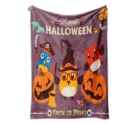 Generico Coperta Da Plaid Autunnale Calda E Morbida Flanella Cartoon Decor | Coperta E Plaid Halloween Per Bambini Famiglia Campeggio Viaggio Lettura Studio Sonno Concerto Festival Giardino