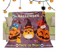 Generico Coperta Da Plaid Autunnale Calda E Morbida Flanella Cartoon Decor | Plaid di Halloween per Famiglia Lettura Sonno Campeggio Viaggio Concerti Festival Giardino Cortile Terrazza