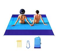 Generico Coperta Da Spiaggia - Tappetino Grande Impermeabile Antisabbia, Tessuto 82x78 Pollici Ad Asciugatura Rapida, 4 Da Terra 1 Tasca Angolare, Copertura Leggera E Resistente | Accessorio Portatil