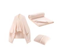 Genérico Coperta da viaggio in aereo, coperta da viaggio compatta - Combo cuscino per viaggi in aereo, leggera, calda flanella per aereo, cuscino morbido per donne e uomini