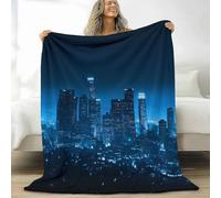 Generico Coperta di Flanella 130 x 150 cm, Morbido Durevole e Caldo Stampa Moderno Delicato Scena Notturna Peluche Coperte - Decorazione Stagionale per Casa Soggiorno Divano (Blu)