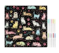 Generico Coperta Doodle - 145x120 cm Coperta da colorare con animali con pennarelli | Decorazioni per la casa Soggiorno Divano Divano Sedia Ufficio Agriturismo Hotel Dormitorio Set da disegno riut