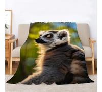 Generico Coperta FlanellaLemure Dalla Coda Ad AnelliPlaidAnimalsCoperta Lana - Morbidezza Estrema e Calda, Plaid Pile per Letto/Divano/Viaggio - Lavabile in Lavatrice, 102x127cm(40x50inch)·A4652
