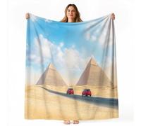 Generico Coperta in Flanella Morbida con Piramidi Dune Di Sabbia, Plaid Caldo e Soffice per Letto o Divano - Coperta Moderno Ipoallergenica Spessa e Accogliente per Adulti e Bambini, 220x240 cm