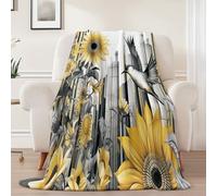 Generico Coperta in flanella motivo Astratto Città Girasoli - Grigio anti-pelucchi Coperta in pile per tutte le stagioni, per Adulti e Bambini divano letto picnic viaggi 180 x 200 cm