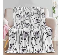 Generico Coperta In Pile Di Flanella 130 x 150 cm, Crema Campeggio Coperta Stampata Con Semplice Linee Bulldog Francese - Super Morbida Pelosa Per Adulti E Bambini