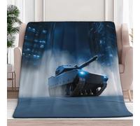 Generico Coperta In Pile Di Flanella 200 x 200 cm, Grigio Scuro Campeggio Coperta Stampata Con Fantasia Futuro Esercito Carro Armato - Super Morbida Pelosa Per Adulti E Bambini
