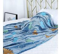 Generico Coperta Luminosa - | Coperta da Tiro Double Face in Flanella con Dinosauro Cartone Animato Che Si al Buio, Morbido Pile Accogliente per Bambini E Bambine, Caldo Divano in Peluche per Re