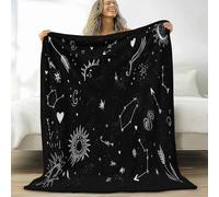 Generico Coperta Peluche Morbido Costellazione Sole Luna per Divano Sedia, Morbidi Coperte Plaid Flanella Arte Astronautica - Caldo Trapuntino Sherpa Peluche Morbido Copriletto Letto, 180 x 200 cm