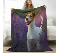 Generico Coperta Peluche Morbido Viola per Divano Sedia, Morbidi Coperte Plaid Flanella Lavanda Campo di Fiori Animale Cane - Caldo Trapuntino Sherpa Peluche Morbido Copriletto Letto, 100 x 130 cm