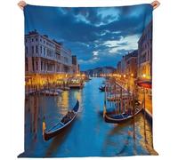 Generico Coperta per divani stile Vista notturna del Canal Grande 200x200 cm, Calda Coperta Edifici Storici Soggiorno per Divano Copriletto Divano Ideale per Campeggio all'aperto, Tutte le Stagioni