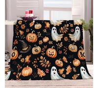 Generico Coperta Pile 100x130 cm Halloween Zucca Fantasma Coperta per Divano Plaid Flanella Calda Morbida, Coperta Pile Microfibra, Coperte Leggere Traspiranti per Tutte le Stagioni