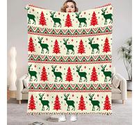 Generico Coperta Pile Albero di Natale, Morbida e Soffice Coperta in Flanella, Renne Plaid Accogliente per Bambini Adulti Coperta Per Letto e Divano 100x130cm AX14